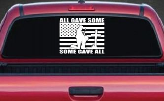 All Gave Some Some Gave All Flag Soldier at Cross Military Car or Truck Window Decal Sticker