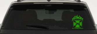 Hell Was Full So I Came Back Maltese Cross Bike Biker Car or Truck Window Decal Sticker (Lime)