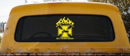 Hell Was Full So I Came Back Maltese Cross Bike Biker Car or Truck Window Vinyl Decal Sticker (Yellow)
