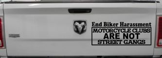 End Biker Harassment Motorcycle Clubs Not Street Gangs Car or Truck Window Decal Sticker (Black)