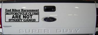 End Biker Harassment Motorcycle Clubs Not Street Gangs Car or Truck Window Decal Sticker (Black)