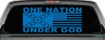 One Nation Under God Confederate And American Flag Country Car or Truck Window Decal Sticker (Sky Blue)