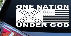 One Nation Under God Confederate And American Flag Country Car or Truck Window Decal Sticker