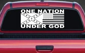 One Nation Under God Confederate And American Flag Country Car or Truck Window Decal Sticker