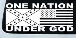 One Nation Under God Confederate And American Flag Country Car or Truck Window Decal Sticker