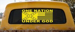 One Nation Under God Confederate And American Flag Country Car or Truck Window Decal Sticker (Yellow)
