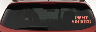 I Love My Soldier Military Car or Truck Window Vinyl Decal Sticker (Coral)