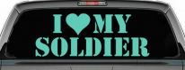 I Love My Soldier Military Car or Truck Window Decal Sticker (Mint)