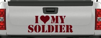 I Love My Soldier Military Car or Truck Window Decal Sticker (Purple Red)