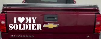 I Love My Soldier Military Car or Truck Window Decal Sticker (White)