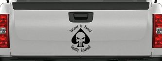 Respect Is Earned Loyalty Returned Punisher Skull Spade Biker Car or Truck Window Decal Sticker (Black)