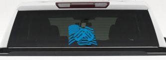 Support Our Troops As They Protect Us American Flag Dog Tags Military Car or Truck Window Decal Sticker (Blue)