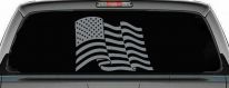 Waving American Flag  Patriotic Car or Truck Window Decal Sticker (Telegrey)