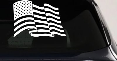 Waving American Flag  Patriotic Car or Truck Window Vinyl Decal Sticker