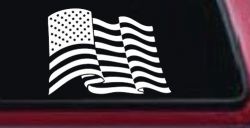 Waving American Flag  Patriotic Car or Truck Window Decal Sticker