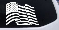 Waving American Flag  Patriotic Car or Truck Window Decal Sticker