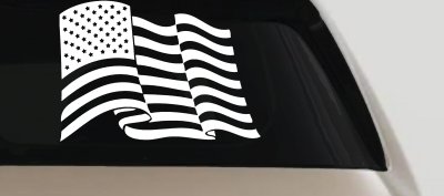 Waving American Flag  Patriotic Car or Truck Window Vinyl Decal Sticker
