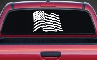 Waving American Flag  Patriotic Car or Truck Window Decal Sticker