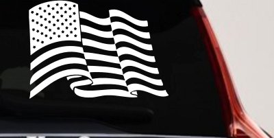 Waving American Flag  Patriotic Car or Truck Window Vinyl Decal Sticker