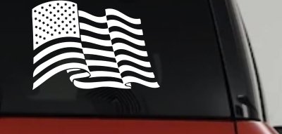 Waving American Flag  Patriotic Car or Truck Window Vinyl Decal Sticker