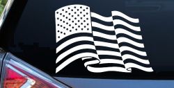 Waving American Flag  Patriotic Car or Truck Window Decal Sticker