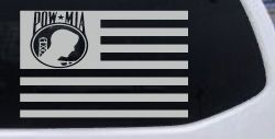 American Flag Pow Mia Military Car or Truck Window Decal Sticker (Light Gray)