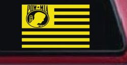 American Flag Pow Mia Military Car or Truck Window Decal Sticker (Yellow)