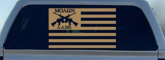 Molon Labe American Flag AR 15 Guns Guns Car or Truck Window Decal Sticker (Light Brown)