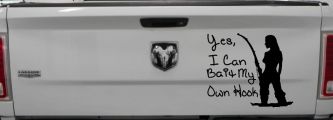 Yes I Can Bait My Own Hook Fishing Car or Truck Window Decal Sticker (Black)