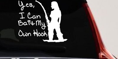 Yes I Can Bait My Own Hook Fishing Car or Truck Window Vinyl Decal Sticker