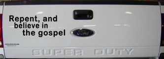 Repent And Believe In The Gospel Christian Car or Truck Window Decal Sticker (Black)