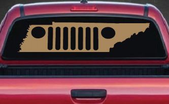 Tennessee Jeep Grill Off Road Car or Truck Window Decal Sticker (Light Brown)