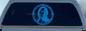 Native American Indian Man Belongs To Earth Earth Does Not Belong To Man Western Car or Truck Window Decal Sticker (Sky Blue)