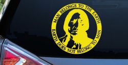 Native American Indian Man Belongs To Earth Earth Does Not Belong To Man Western Car or Truck Window Decal Sticker (Yellow)