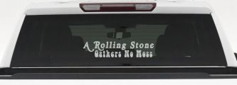 A Rolling Stone Gathers No Moss Car or Truck Window Decal Sticker (Light Gray)