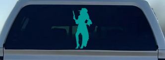 Pirate Wench Girl Car or Truck Window Decal Sticker (Turquoise)
