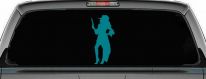 Pirate Wench Girl Car or Truck Window Decal Sticker (Turquoise Blue)