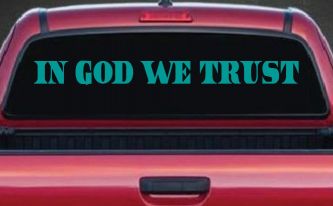 In God We Trust Christian Car or Truck Window Decal Sticker (Turquoise)