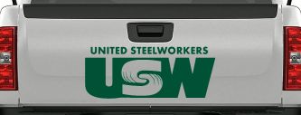 United Steelworkers Business Car or Truck Window Decal Sticker (Dark Green)