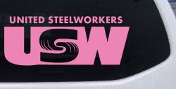 United Steelworkers Business Car or Truck Window Decal Sticker (Pink)