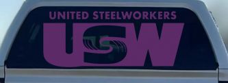 United Steelworkers Business Car or Truck Window Decal Sticker (Violet)