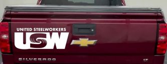 United Steelworkers Business Car or Truck Window Decal Sticker (White)