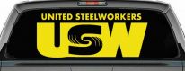 United Steelworkers Business Car or Truck Window Vinyl Decal Sticker (Yellow)