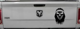 Beard Skull Biker Skulls Car or Truck Window Decal Sticker (Black)