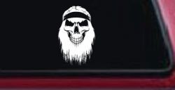 Beard Skull Biker Skulls Car or Truck Window Decal Sticker