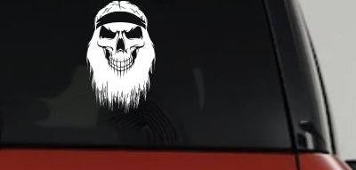 Beard Skull Biker Skulls Car or Truck Window Vinyl Decal Sticker