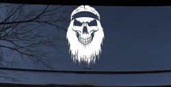 Beard Skull Biker Skulls Car or Truck Window Decal Sticker