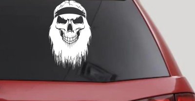 Beard Skull Biker Skulls Car or Truck Window Vinyl Decal Sticker