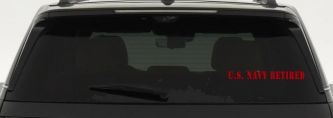 U S Navy Retired Military Car or Truck Window Vinyl Decal Sticker (Red)