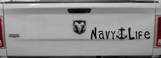 Navy Life With Anchor Military Car or Truck Window Decal Sticker (Black)